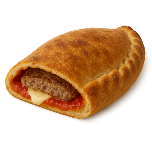 Closed pizza (calzone) with beef