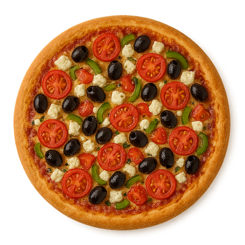 Traditional family-sized pizza